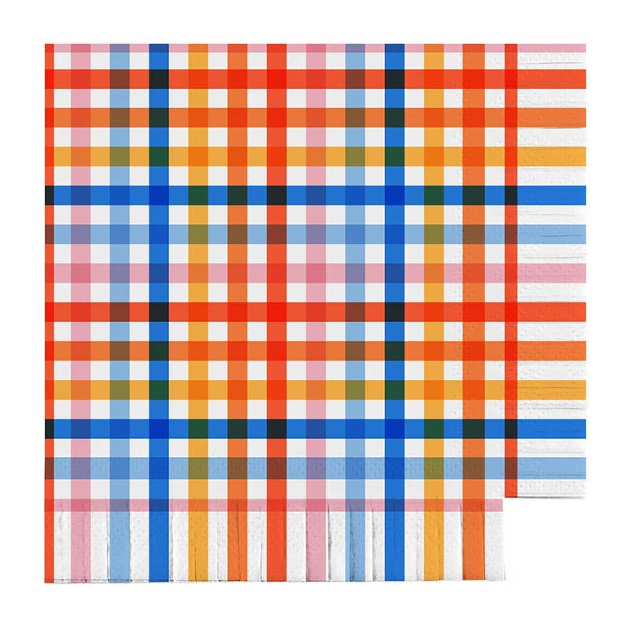 Fringe Beverage Napkins - Retro Gingham