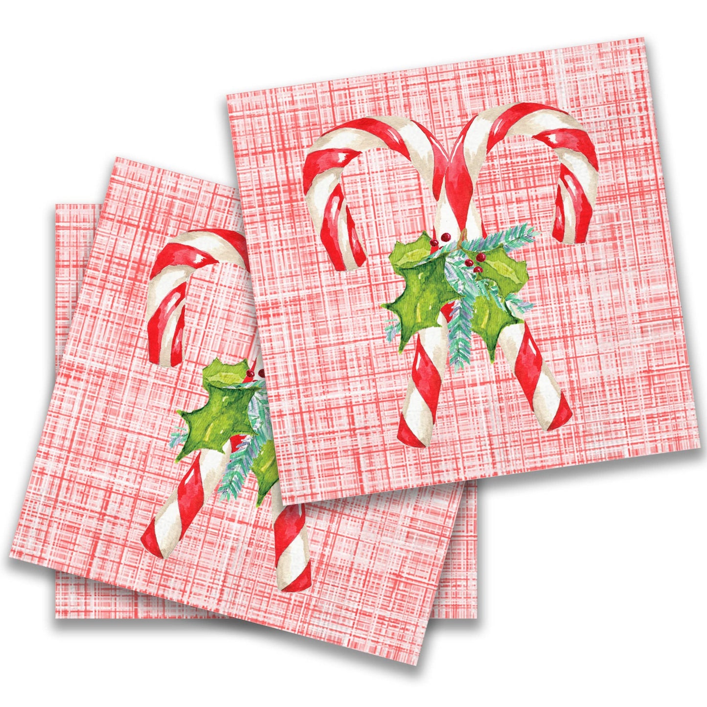 Candy Canes with Greens Cocktail Napkin