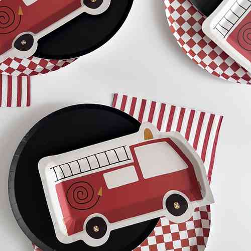 Firetruck Shaped Paper Party Plate (12pcs)