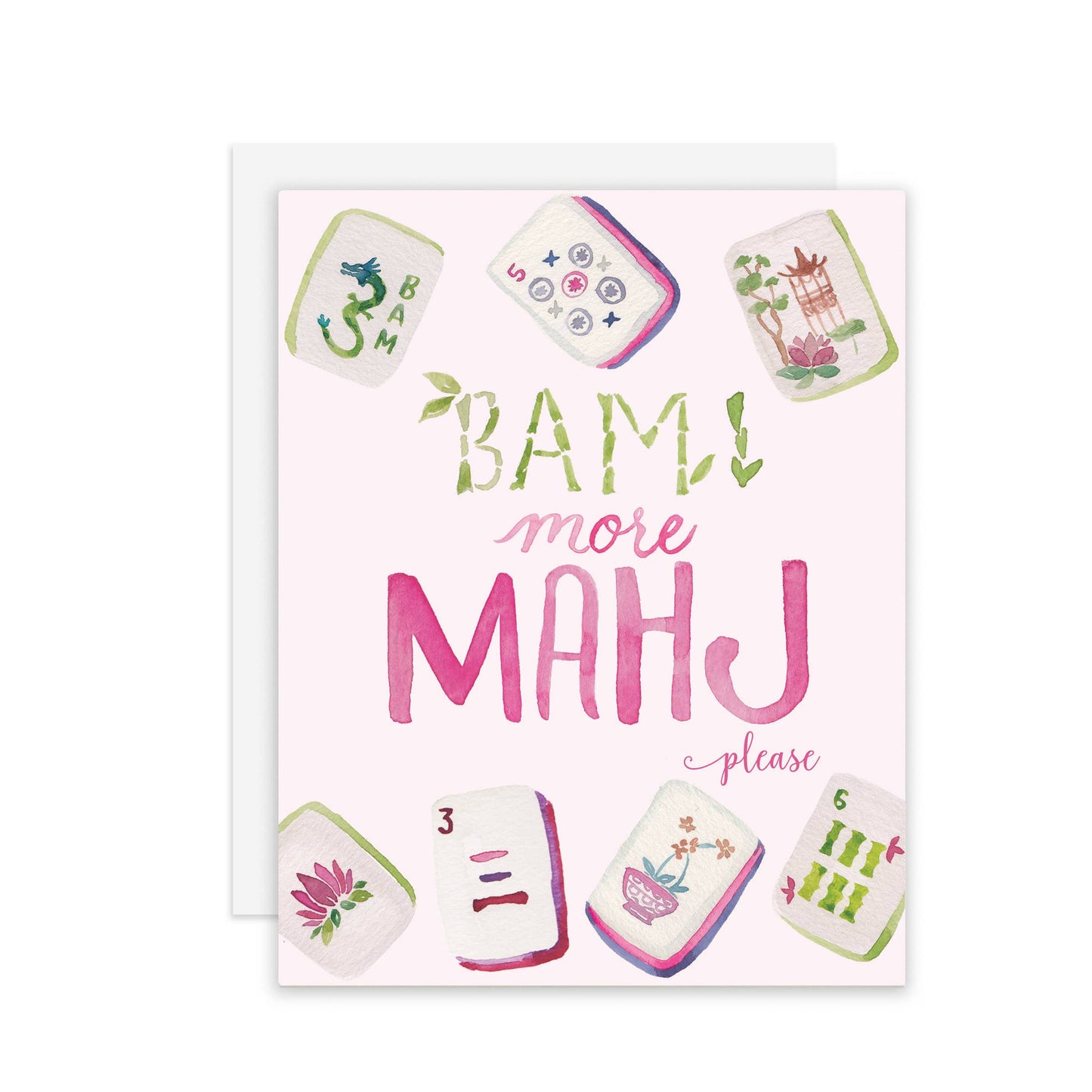 More Mahjong please! Watercolor A2 Greeting Card