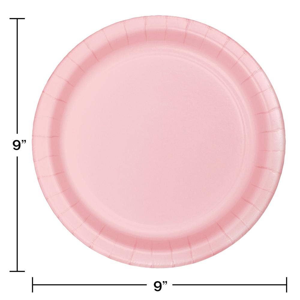 Classic Pink Sturdy 8.75" Paper Dinner Plates, 24/Pkg