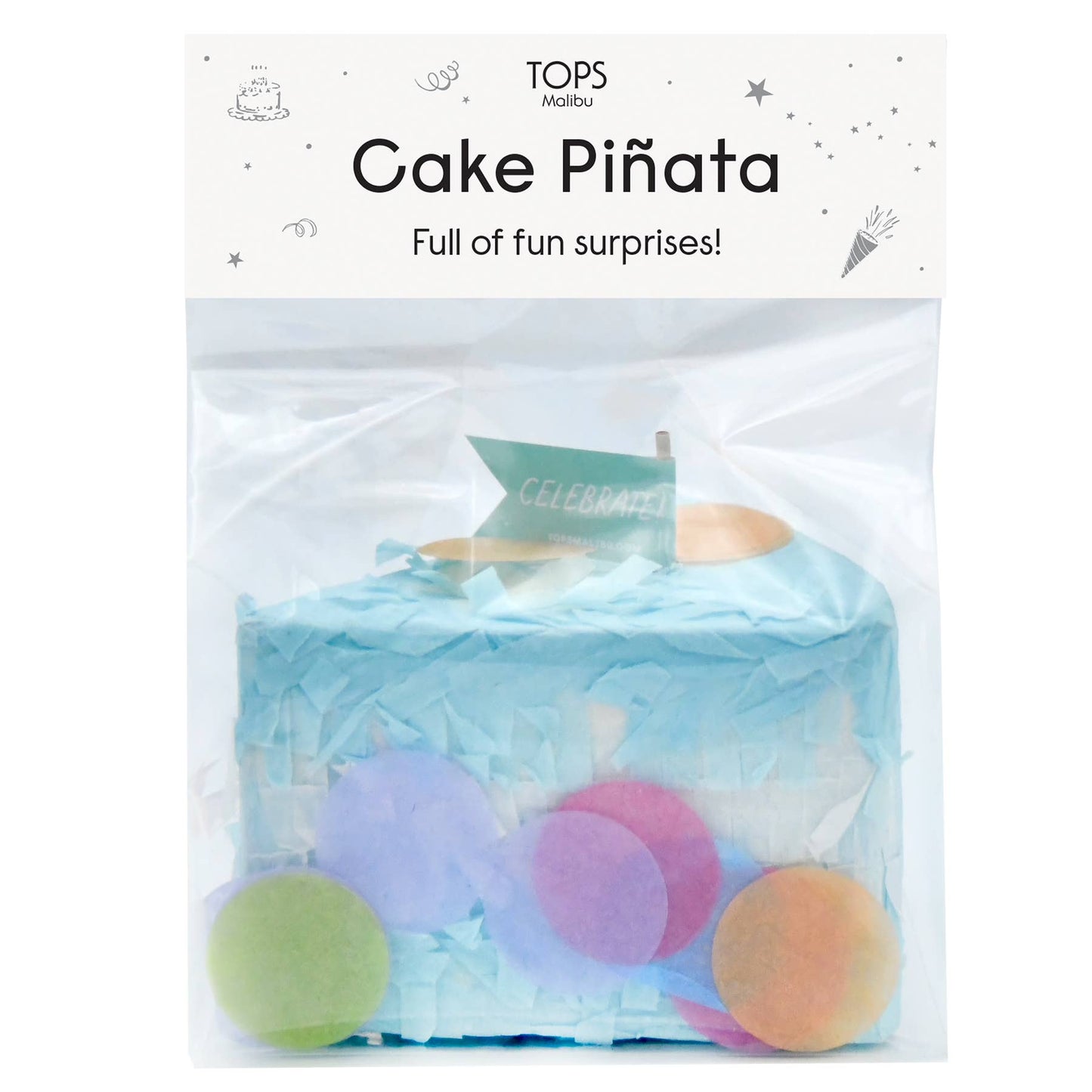 Mini 4" Tabletop Piñata - Cake Slice in Party Bag - Asst