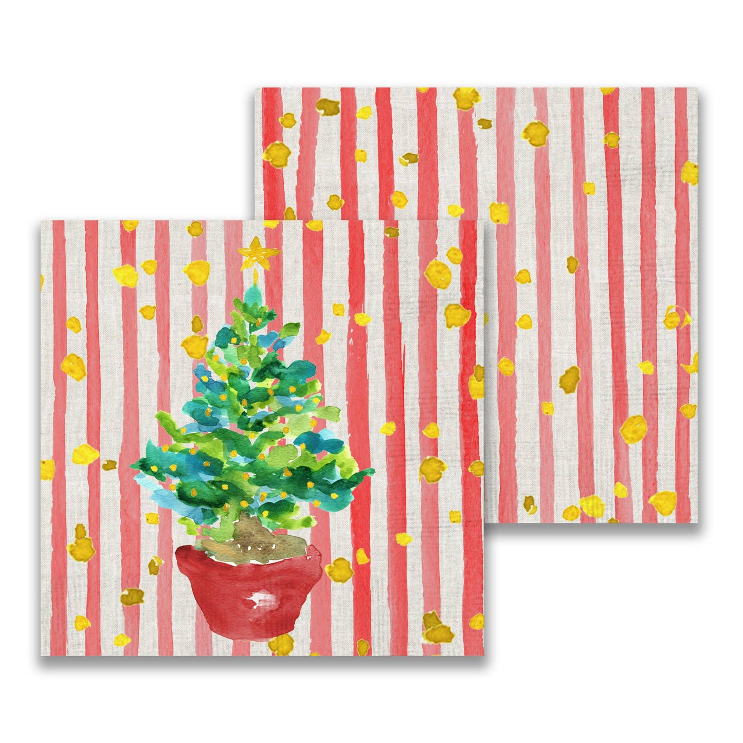 Red Potted Christmas Tree Cocktail Napkin