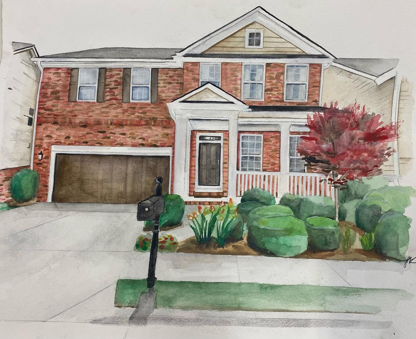 Commissioned Framed Watercolor of Home