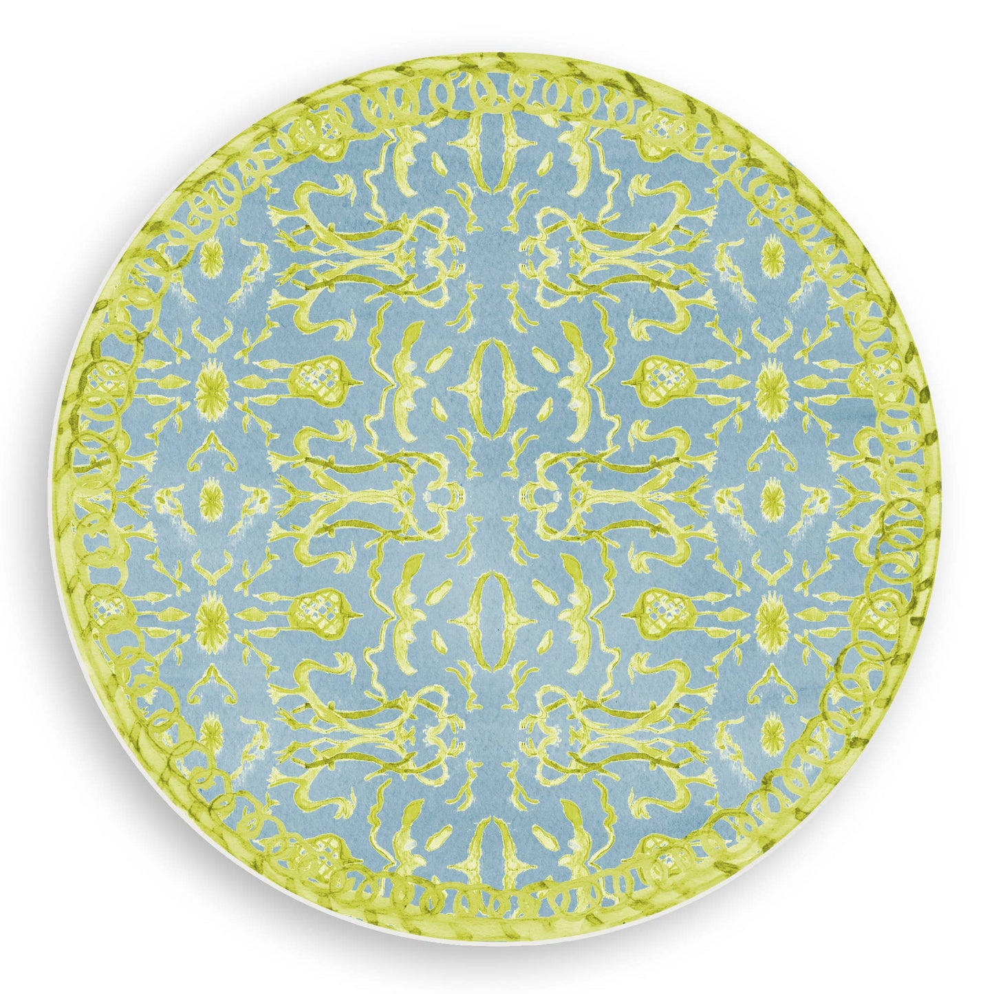 Blue & Chartreuse Chinoiserie Vinyl Placemat
