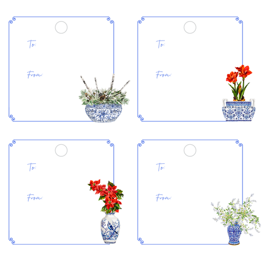 IT'S A BLUE & WHITE XMAS WRITABLE ACRYLIC GIFT TAG COMBO