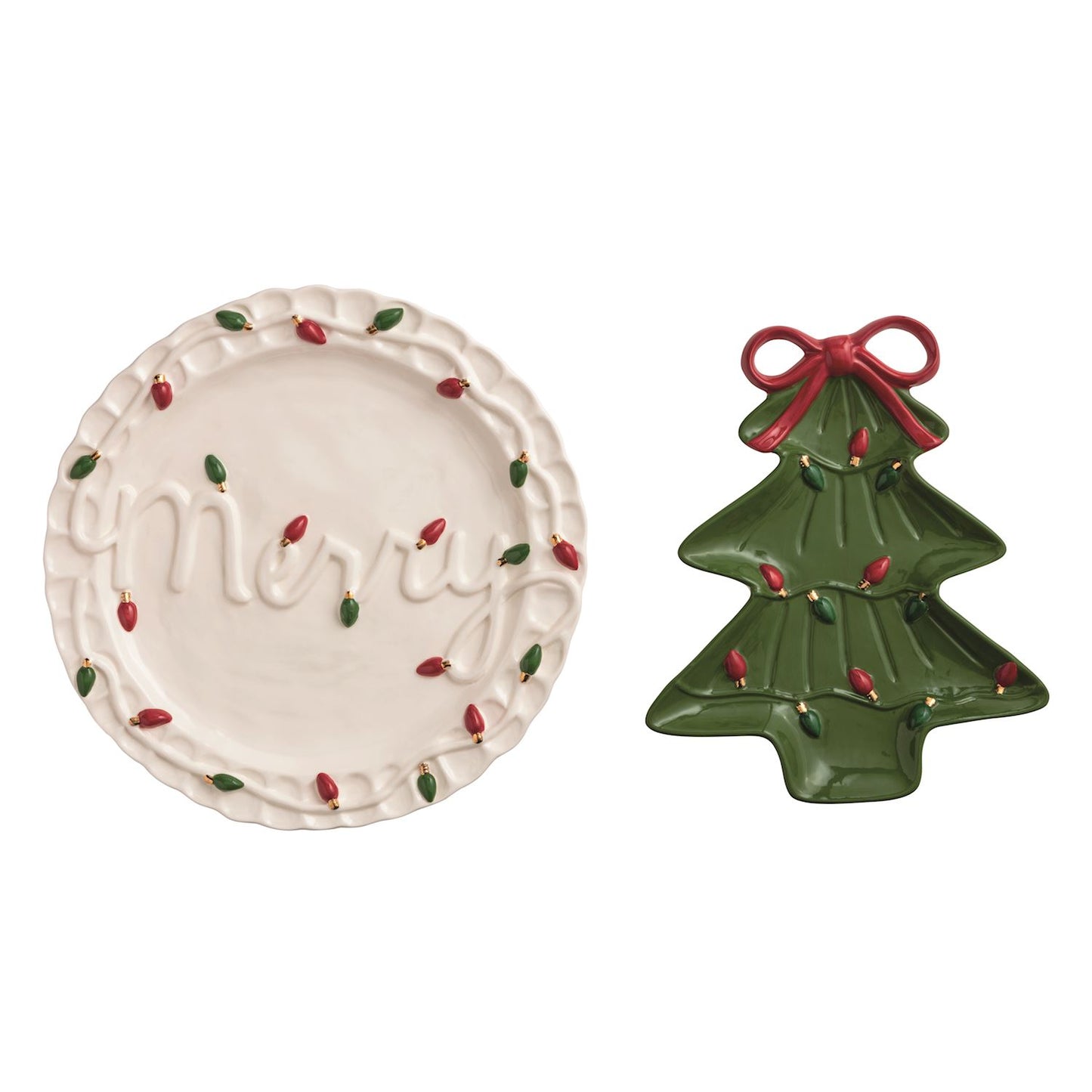 Mud Pie Merry & Tree Platter Set