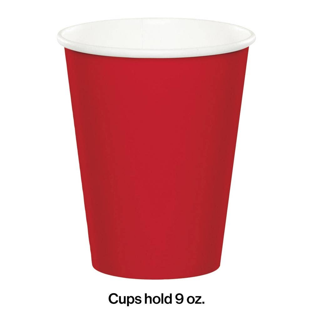 Classic Red Value Friendly 9 oz Hot/Cold Paper Cups, 8/Pkg