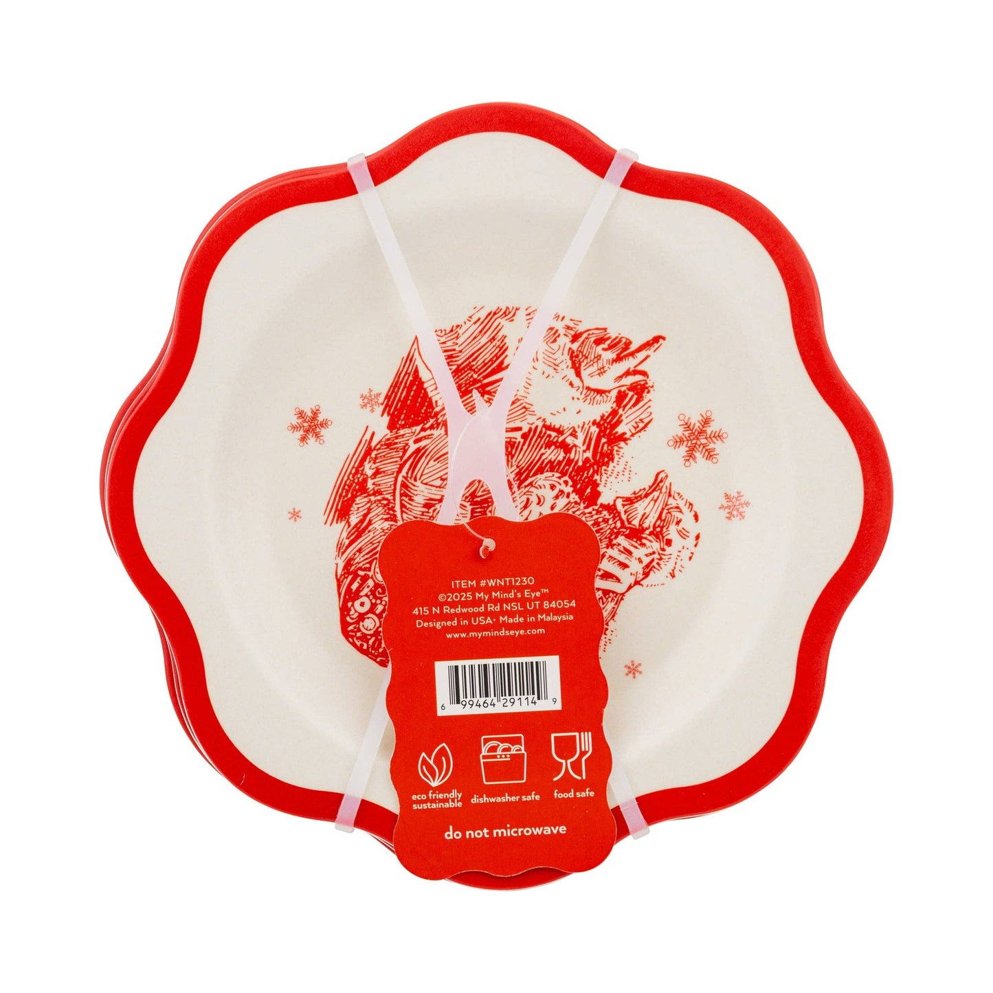 Red Vintage Art Bamboo Plate - Set of 3