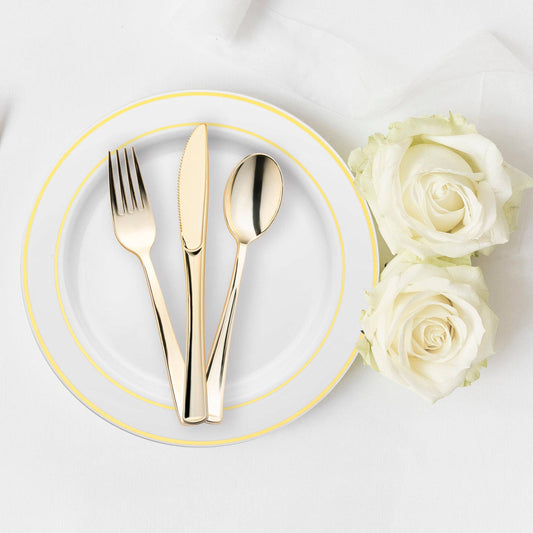 Shiny Metallic Gold Plastic Forks - 24 pcs