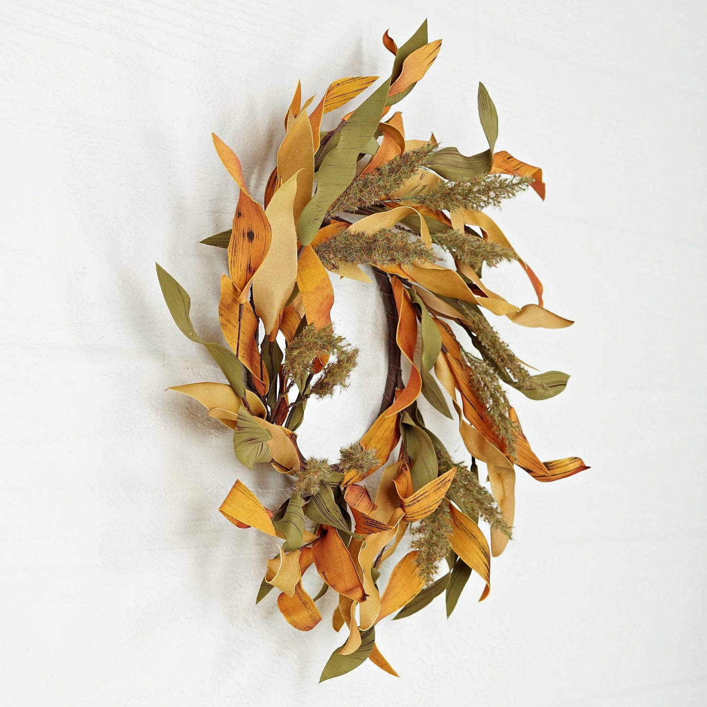 16in Wreath-Fall mix herb leaves w. heathers