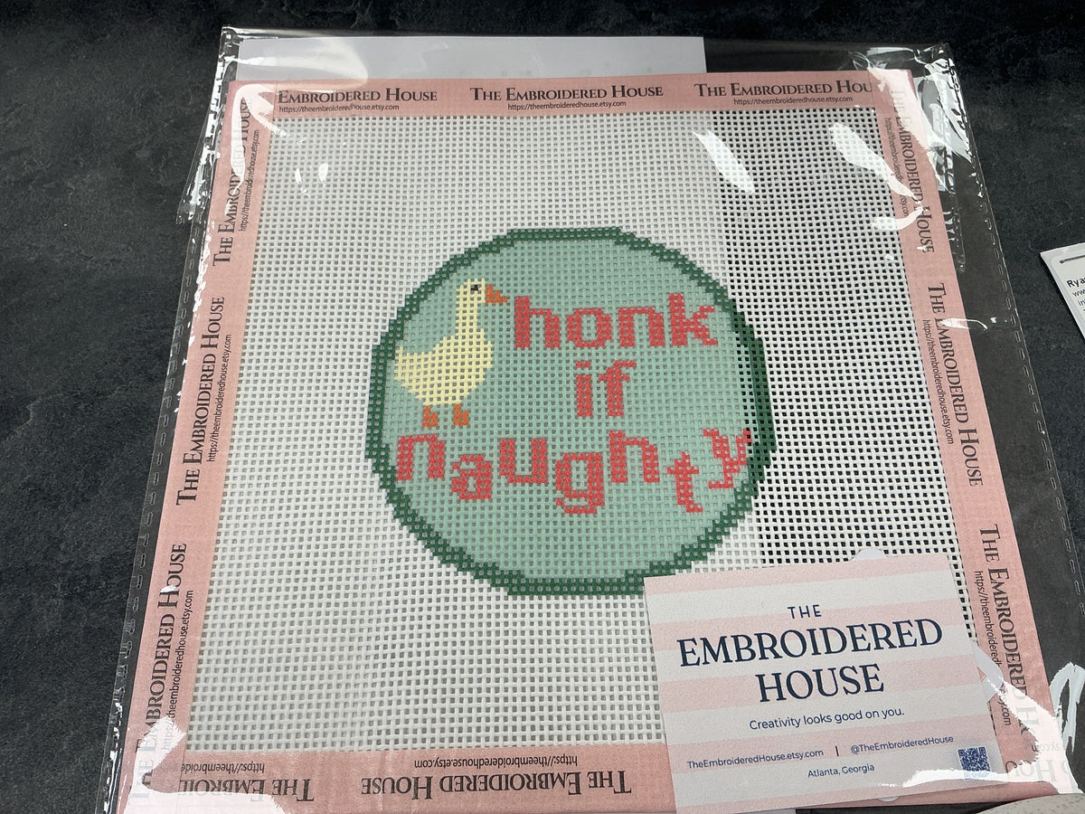 Honk if Naughty 13 mesh needlepoint The Embroidered House