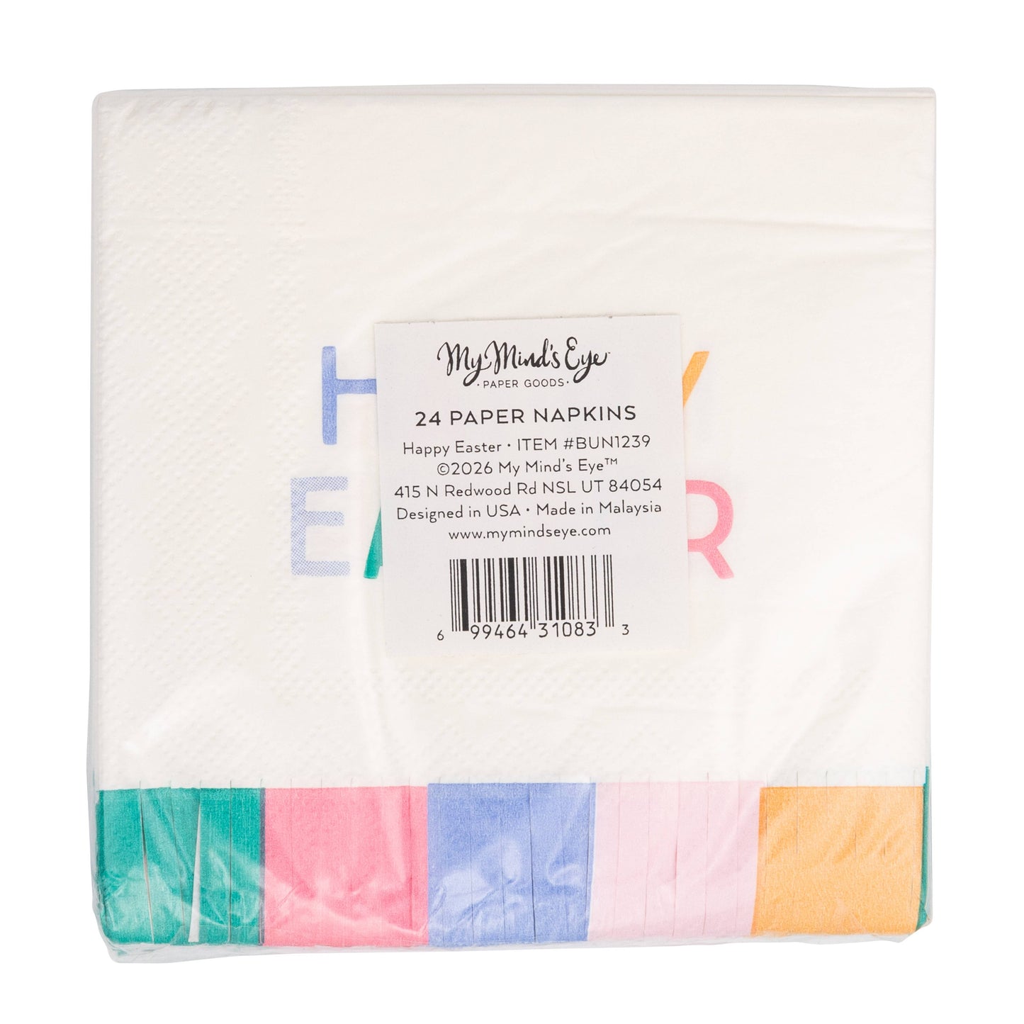 BUN1239 - Happy Easter Fringed Cocktail Napkin