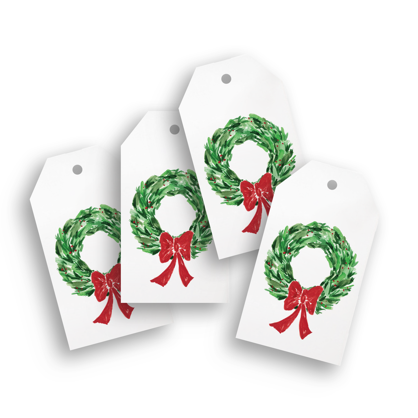 Christmas Wreath with Red Bow Gift Tags | Pack of 4
