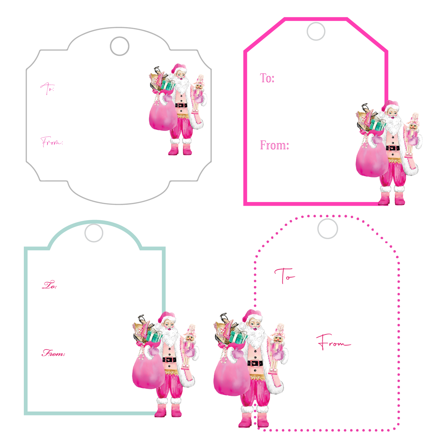 COUTURE SANTA WRITABLE ACRYLIC GIFT TAG COMBO