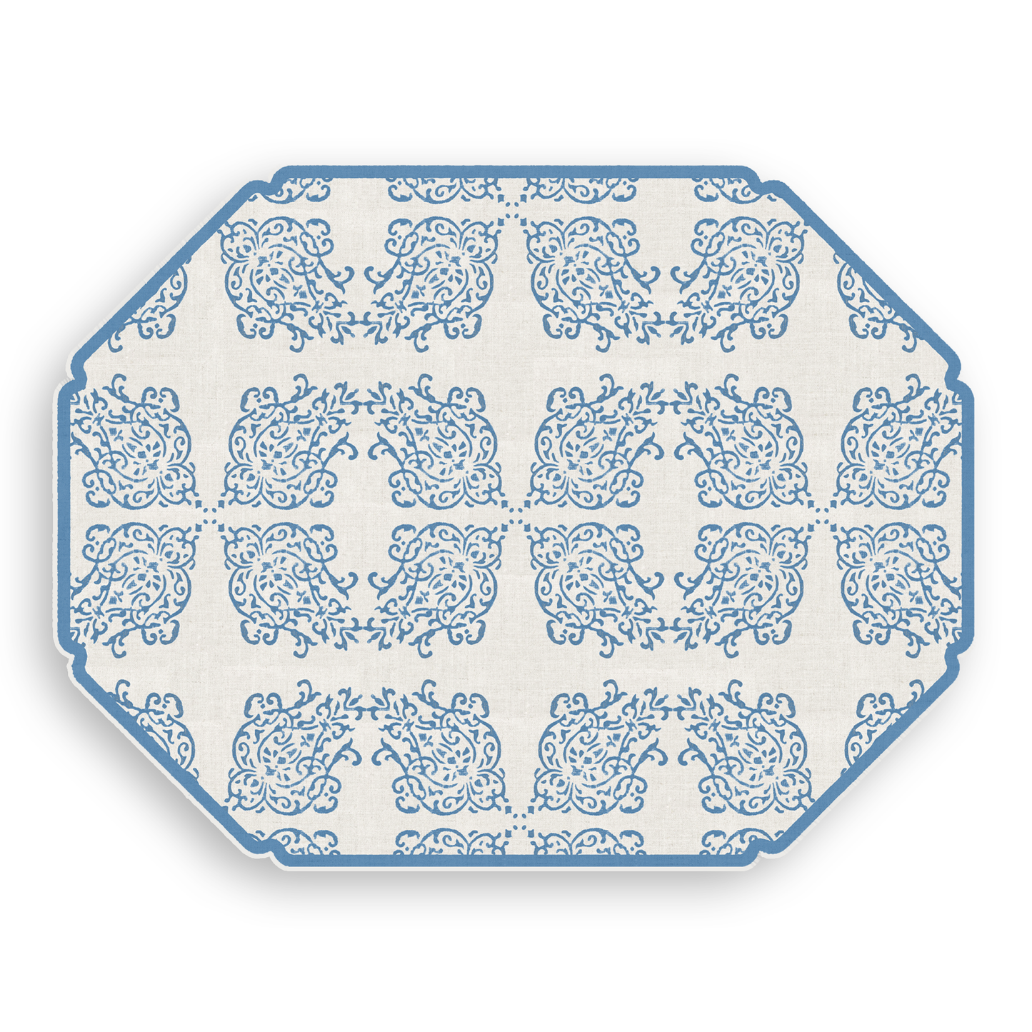 Denim Blue Block Print Vinyl Placemat
