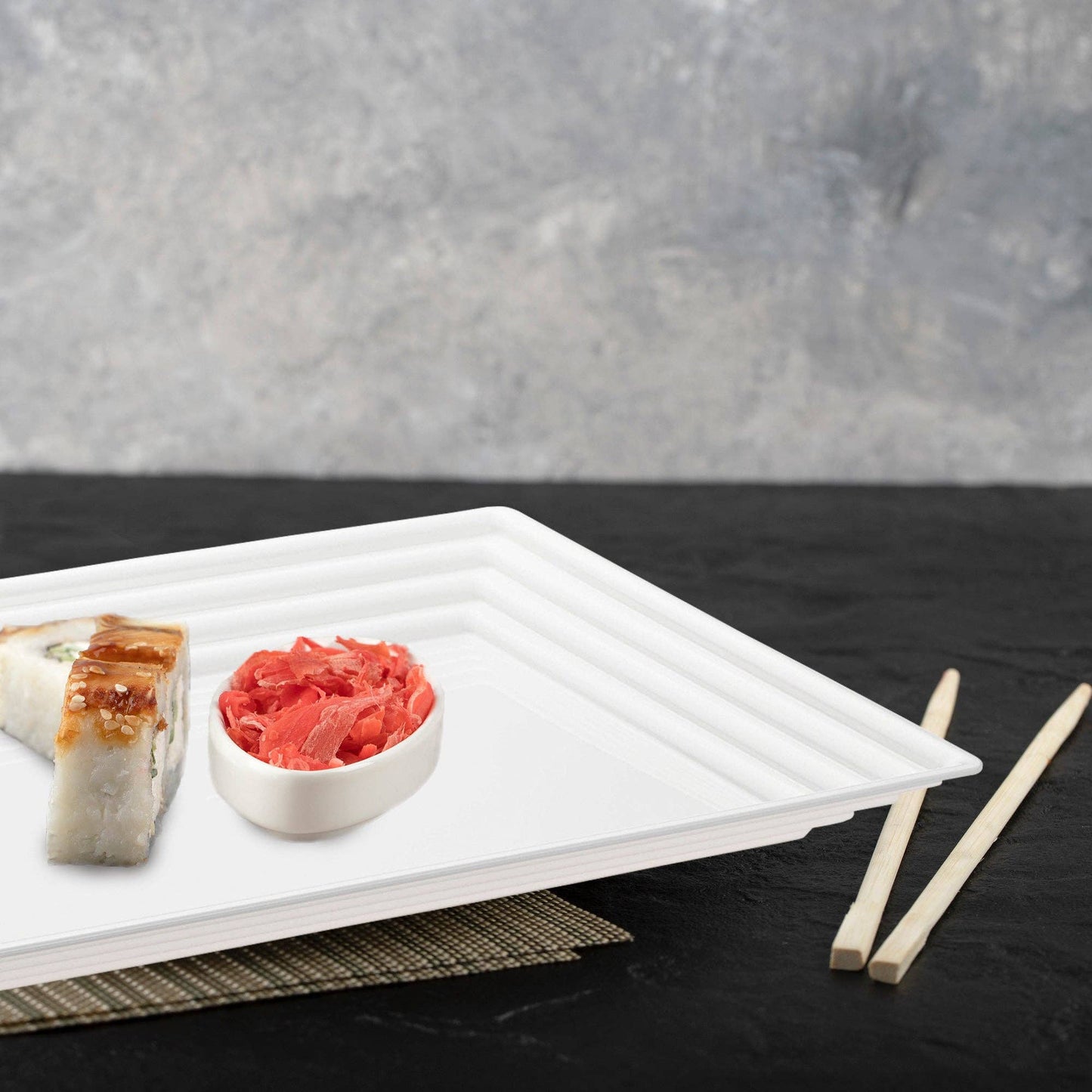 9" x 13" White Rectangular Plastic Serving Trays - 3 pcs