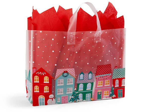 Christmas Village Plastic Gift Bags