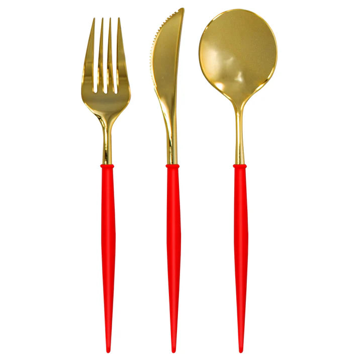 Sophistiplate Red & Gold Bella Assorted Plastic Cutlery