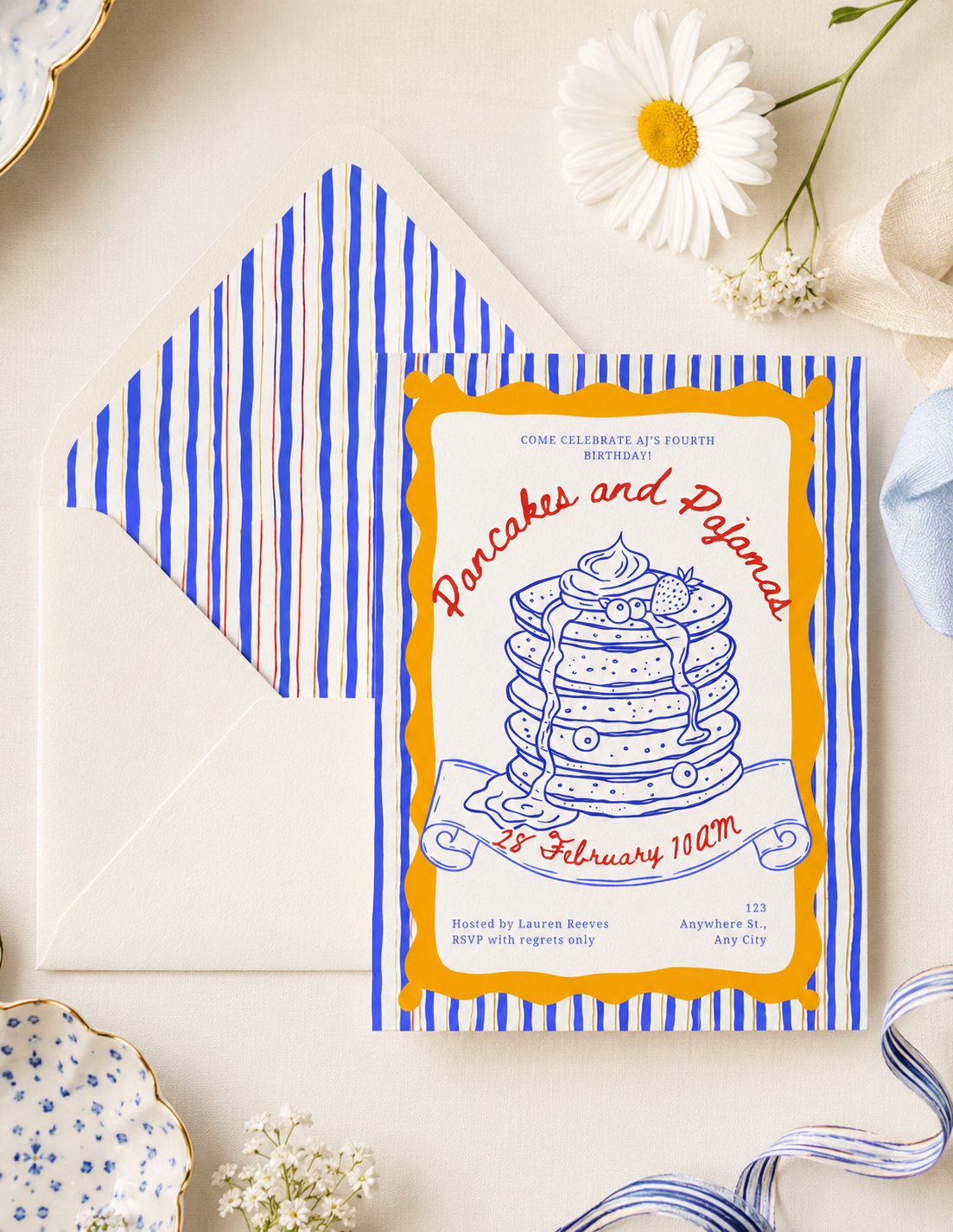 Custom Invitation - Pancakes and Pajamas Party