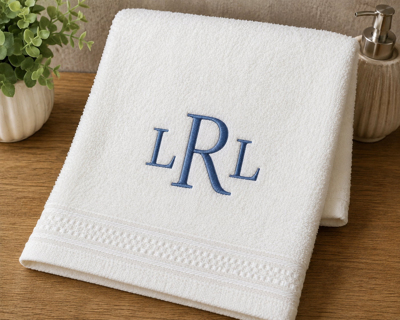 Custom Embroidered Hand Towels with House Logo/Monogram (2)