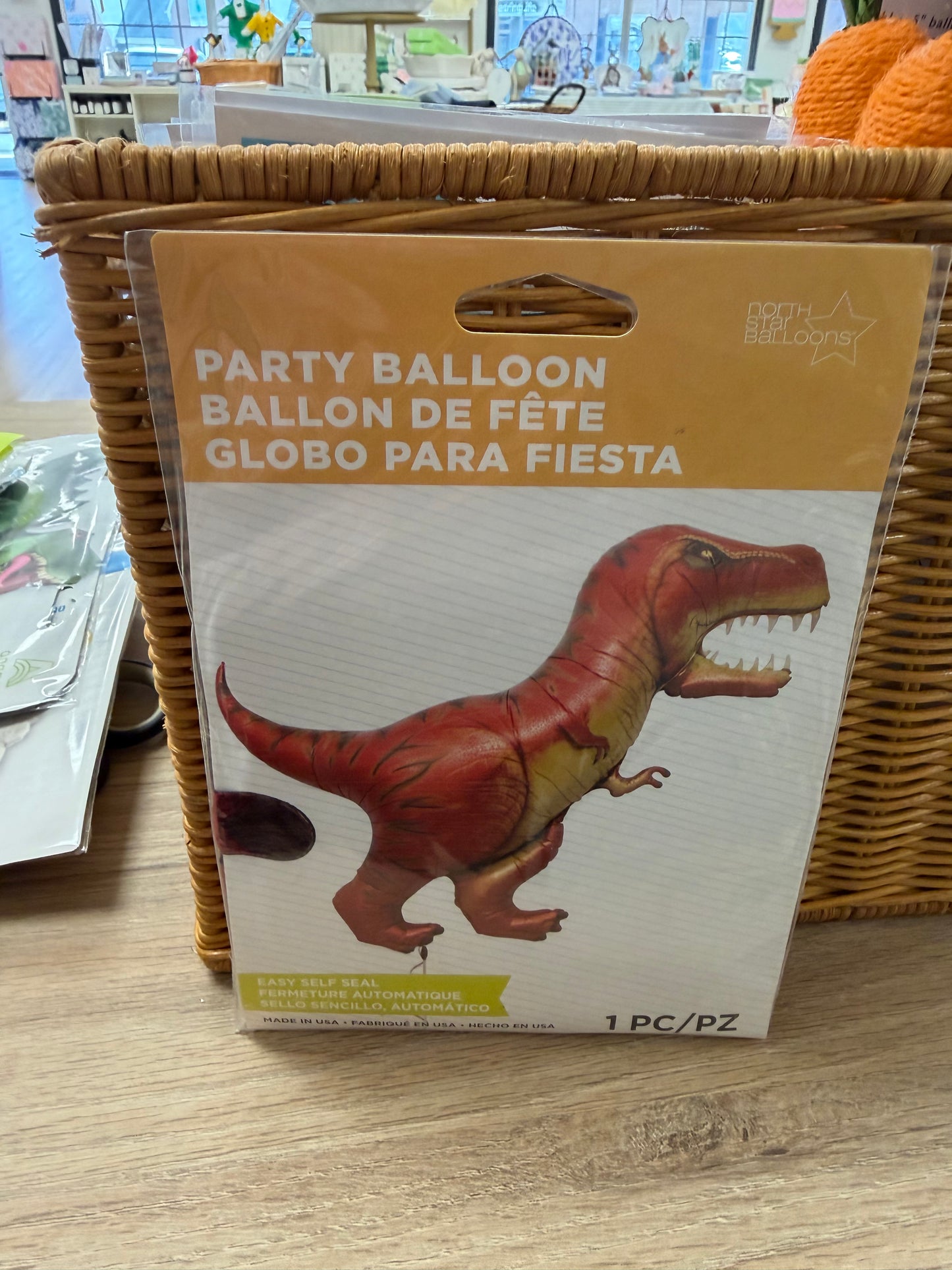 Orange T-Rex Dino Foil Balloon