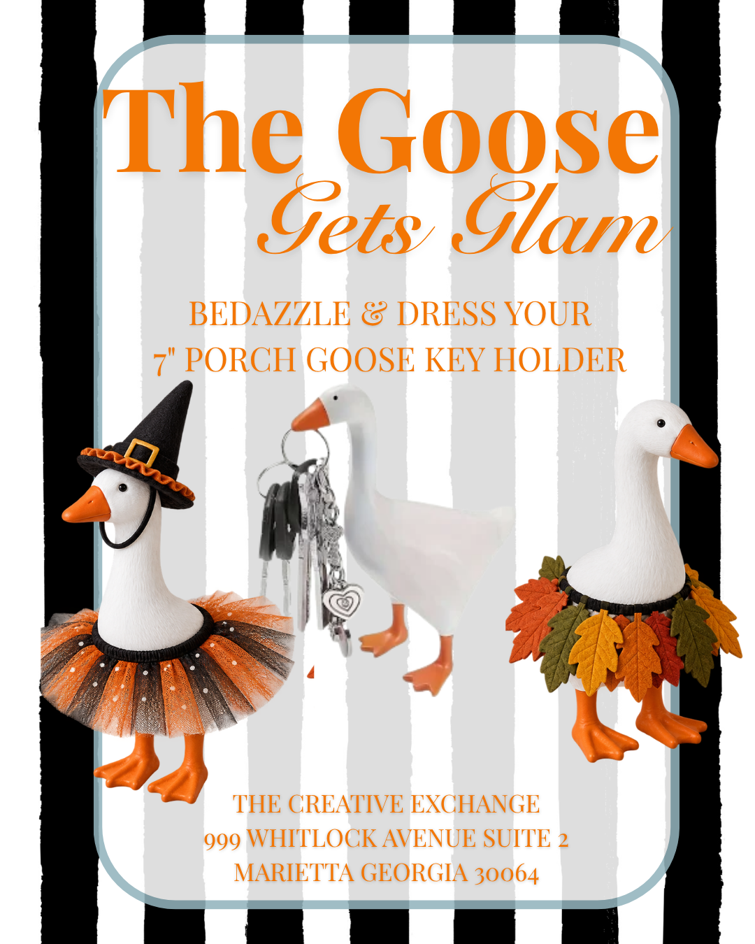 The Goose Gets Glam The Creative Exchange | Porch Goose Bedazzling + Seasonal Accessory Making (September 29th 6PM - 9PM)