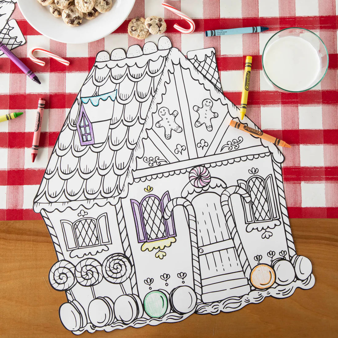 Hester & Cook Die Cut Gingerbread House Coloring Placemat