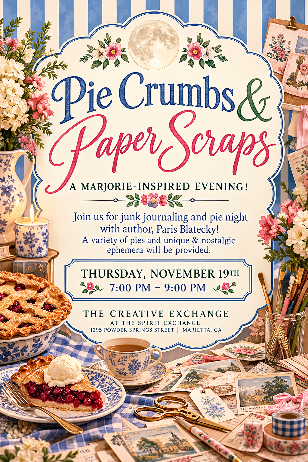 Pie Crumbs and Paper Scraps: A Marjorie Inspired Evening - November 19 (7-9)