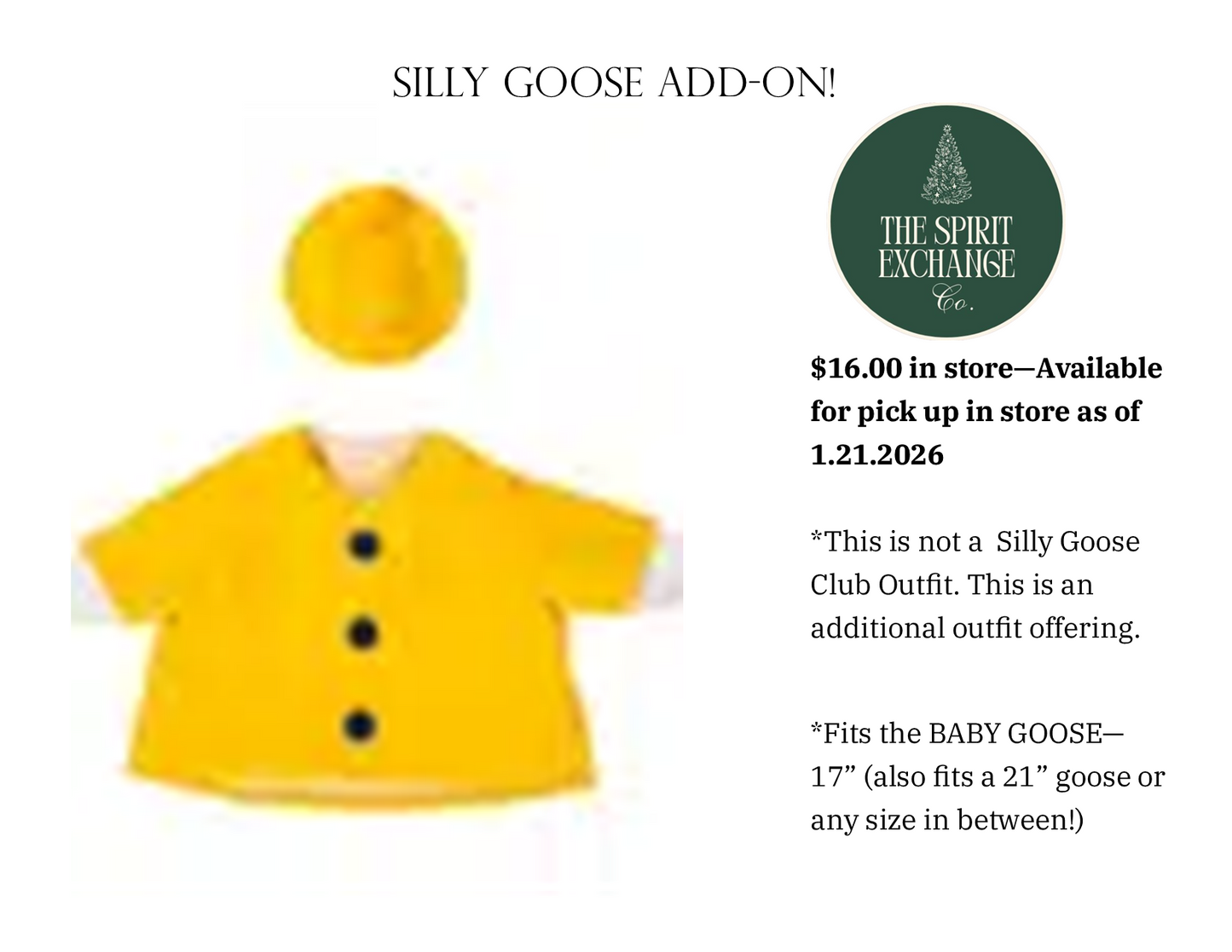 Baby Goose (17") Rainy Day Slicker and Hat Outfit