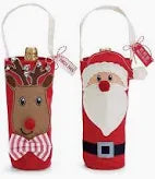 Bottle Bag Santa and Reindeer Set of 2