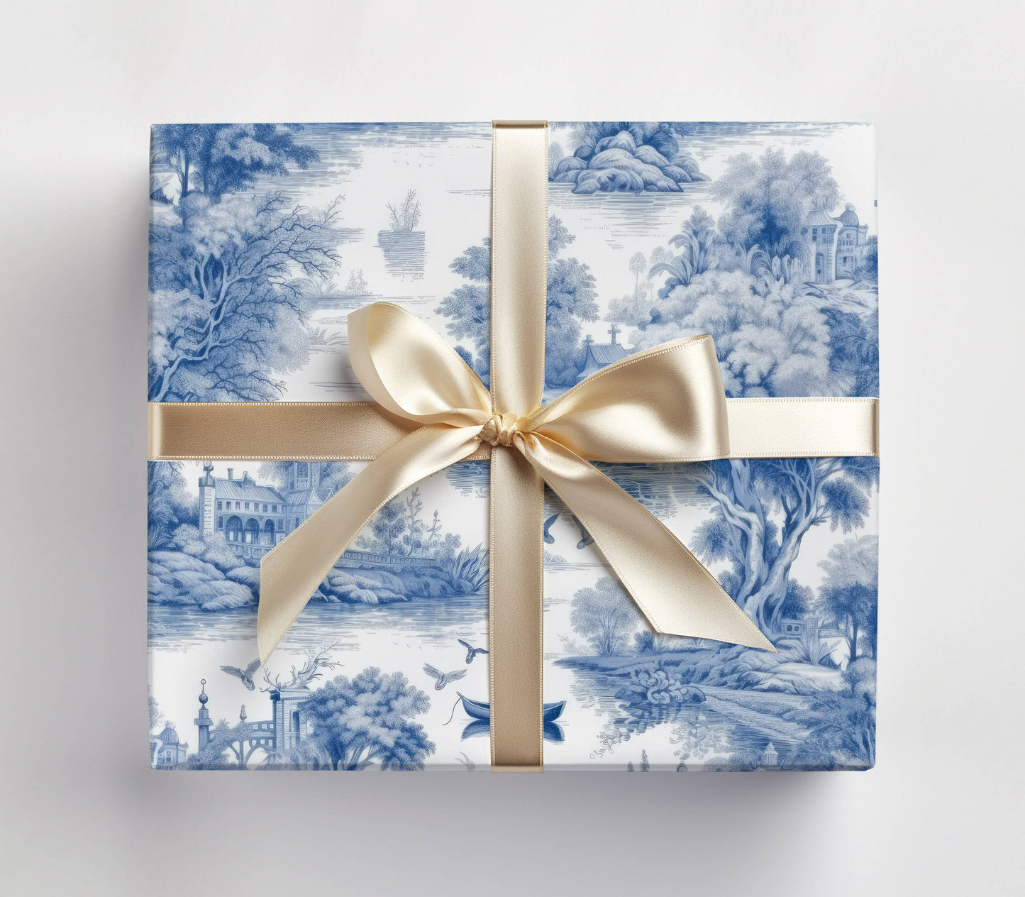Blue Toile Gift Wrap | Luxury Wrapping Paper by JOSIL Paperie