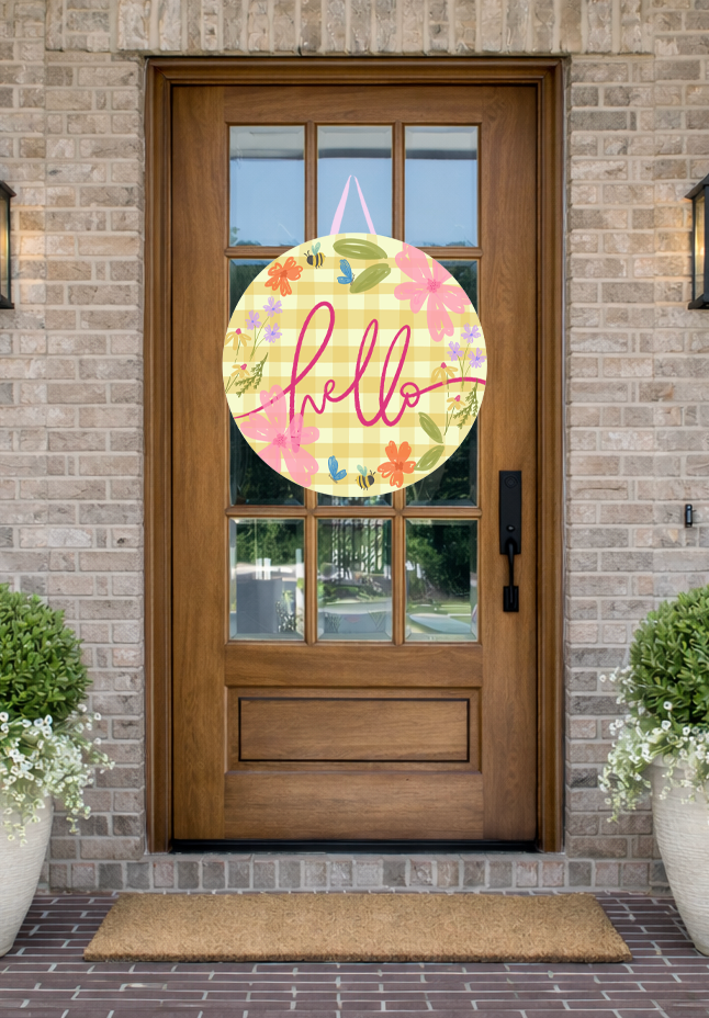 Hello Spring Florals Door Hanger