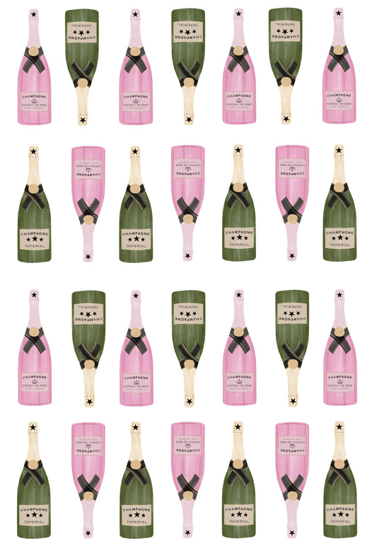 Champagne Bottle Gift Wrap | Luxury Wrapping Paper by JOSIL Paperie