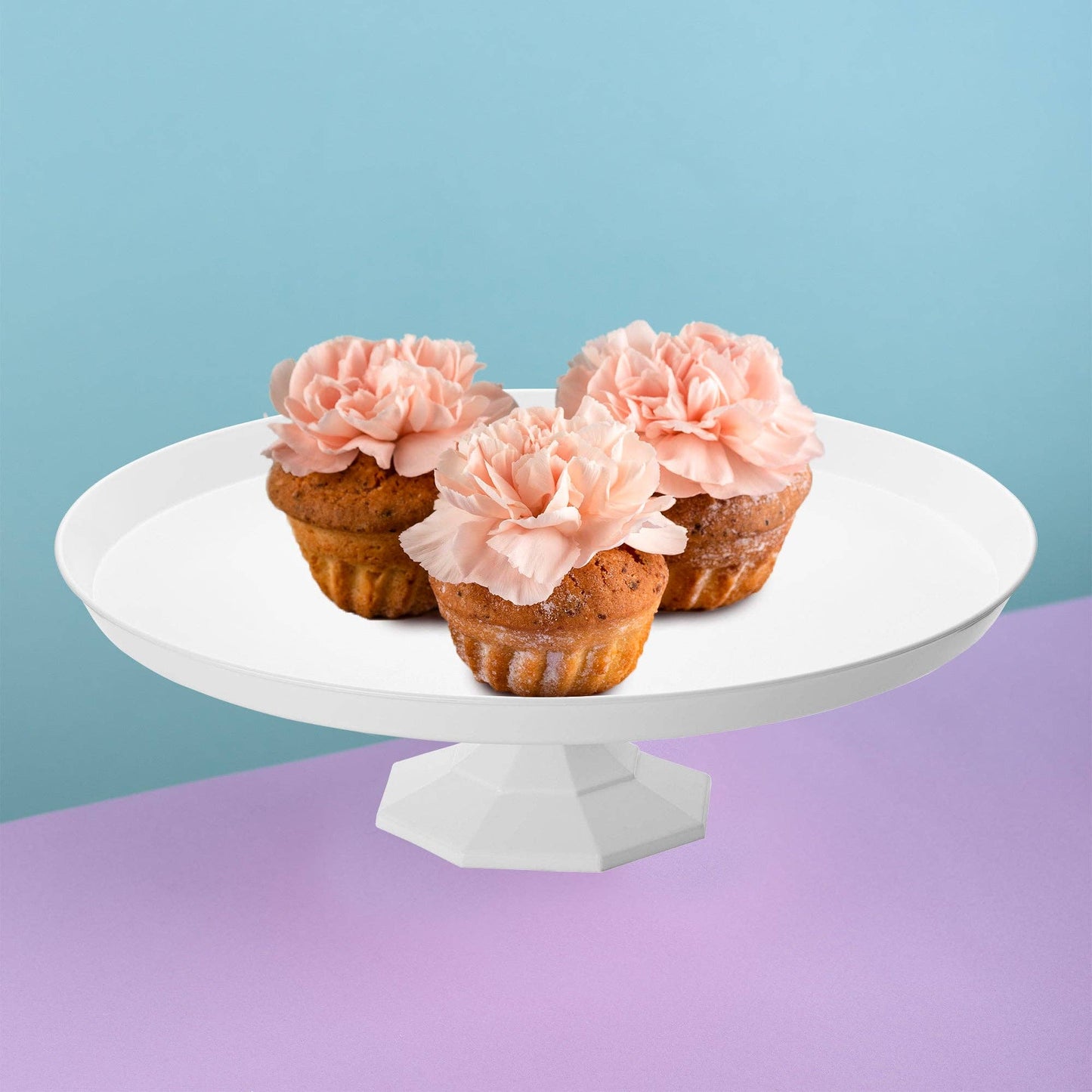 11.6" White Medium Round Plastic Cake Stand - 1 pc
