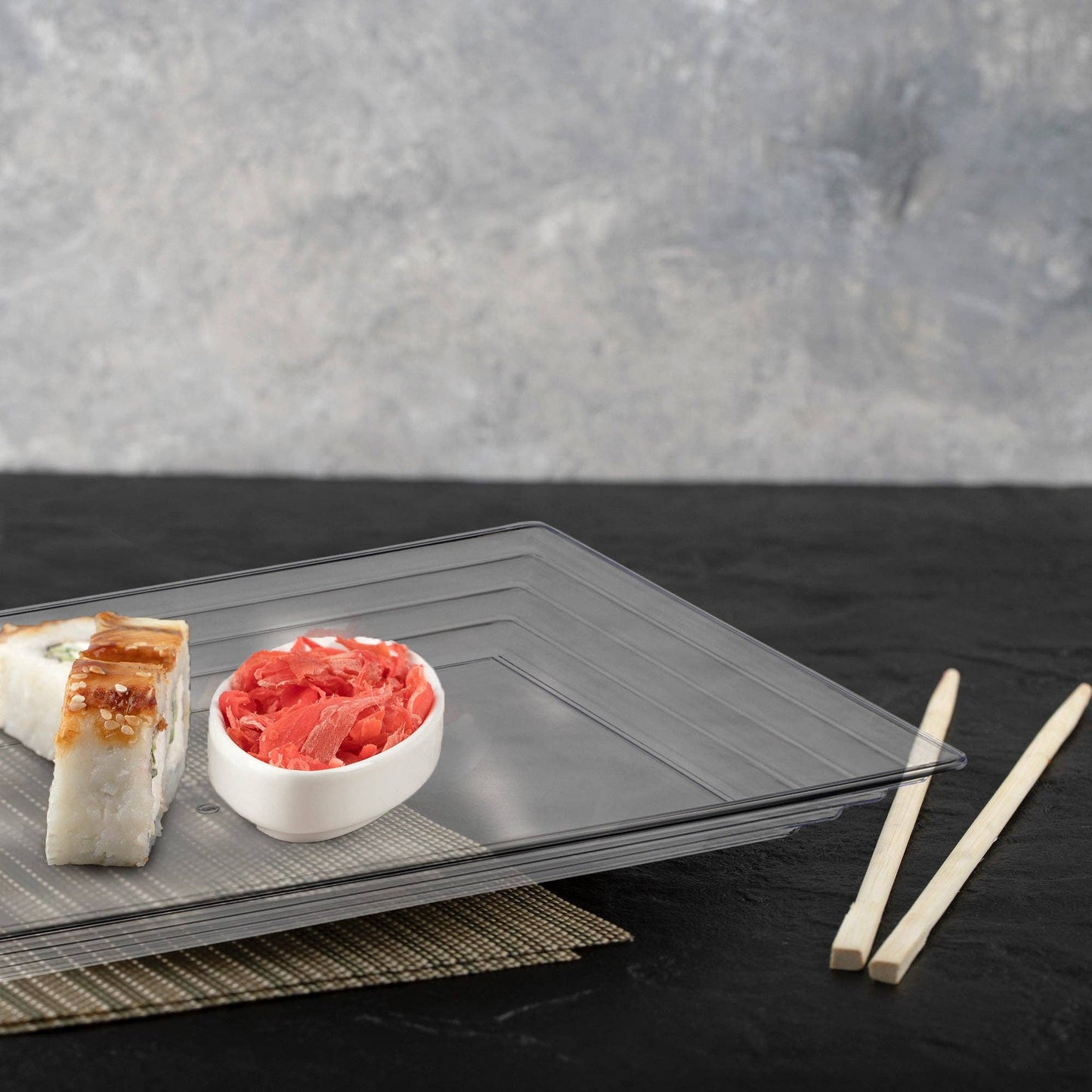 9" x 13" Clear Rectangular Plastic Serving Trays - 3 pcs