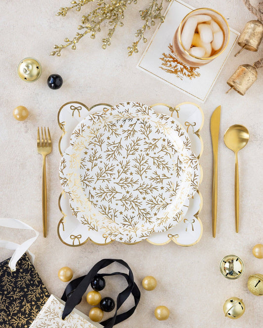 Gold Sprigs Paper Plate