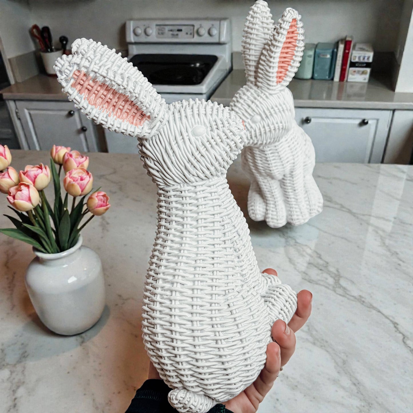 Rabbit Statue Wicker Weave Bunnies, Easter Bunny Home Decor