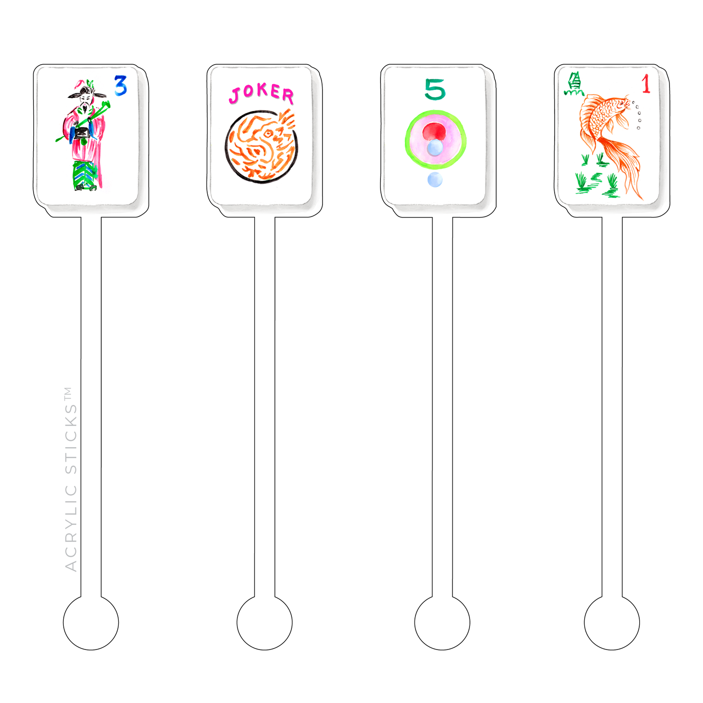 LET'S PLAY MAHJONG ACRYLIC STIR STICKS COMBO