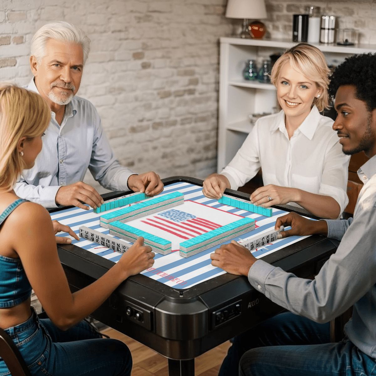 Mahjong Mat 33"x33" (Ships Rolled up) Hamptons Patriotic Mahjong Mat