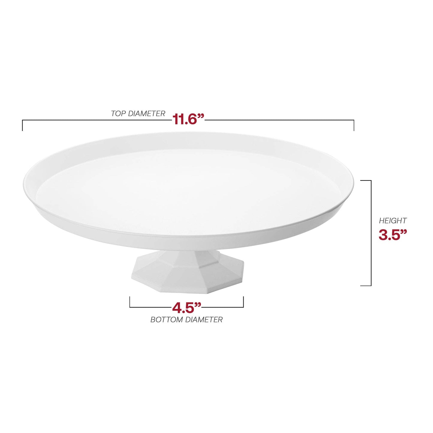 11.6" White Medium Round Plastic Cake Stand - 1 pc