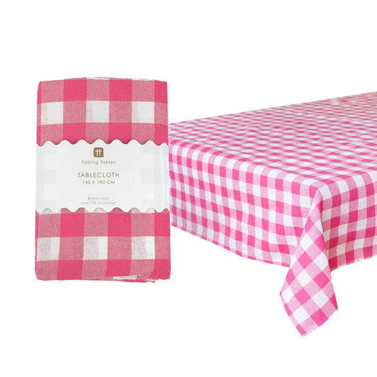 Raspberry & White Gingham Tablecloth | Valentines Decor |