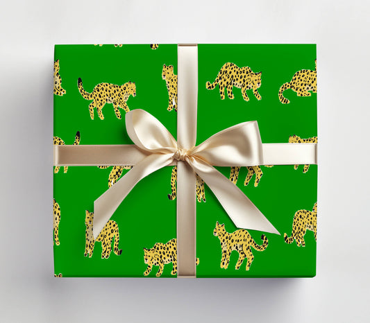 Green Leopard Gift Wrap | Luxury Wrapping Paper by JOSIL Paperie
