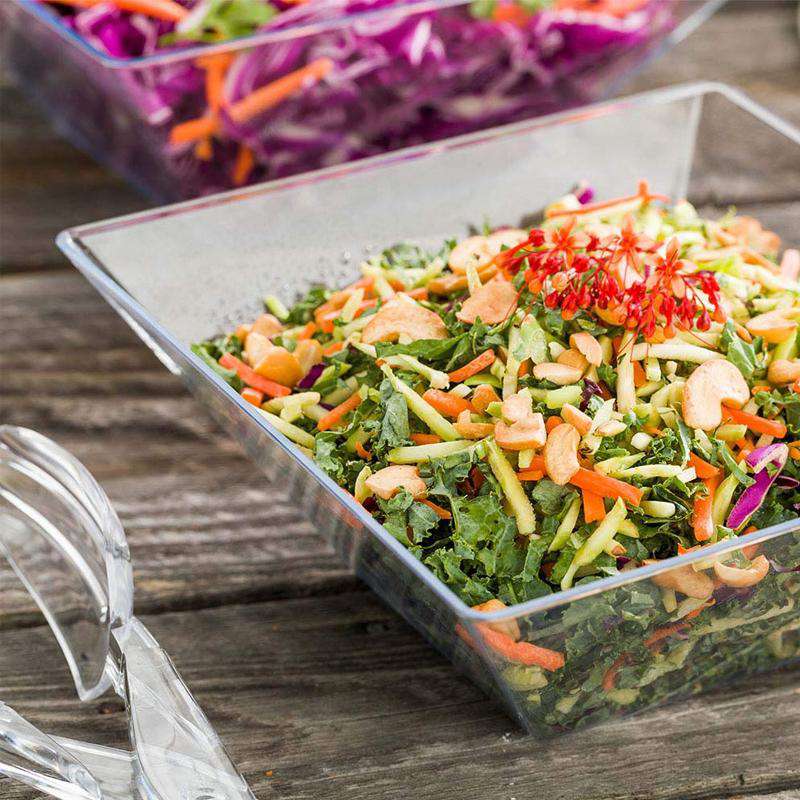 3 qt. Clear Square Plastic Serving Bowls - 3 pcs