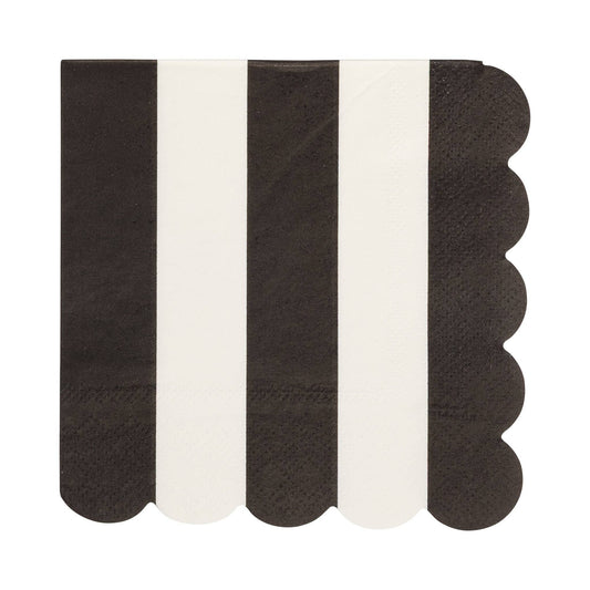 PLBKB38 - Thick Black Stripes Cocktail Napkin (24ct)