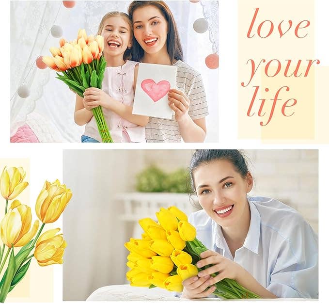 Real Touch Artificial Tulip Flower Gradient