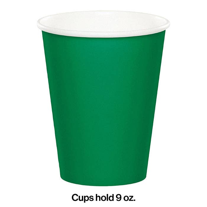 Emerald Green 9 oz Hot & Cold Paper Cups, 24/Pkg