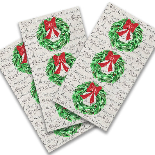 Christmas Wreath with Red Bow Guest Towel