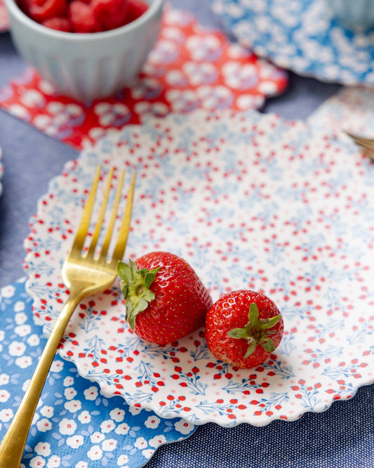 FLO1240 - Floral Bamboo Paper Plate Set