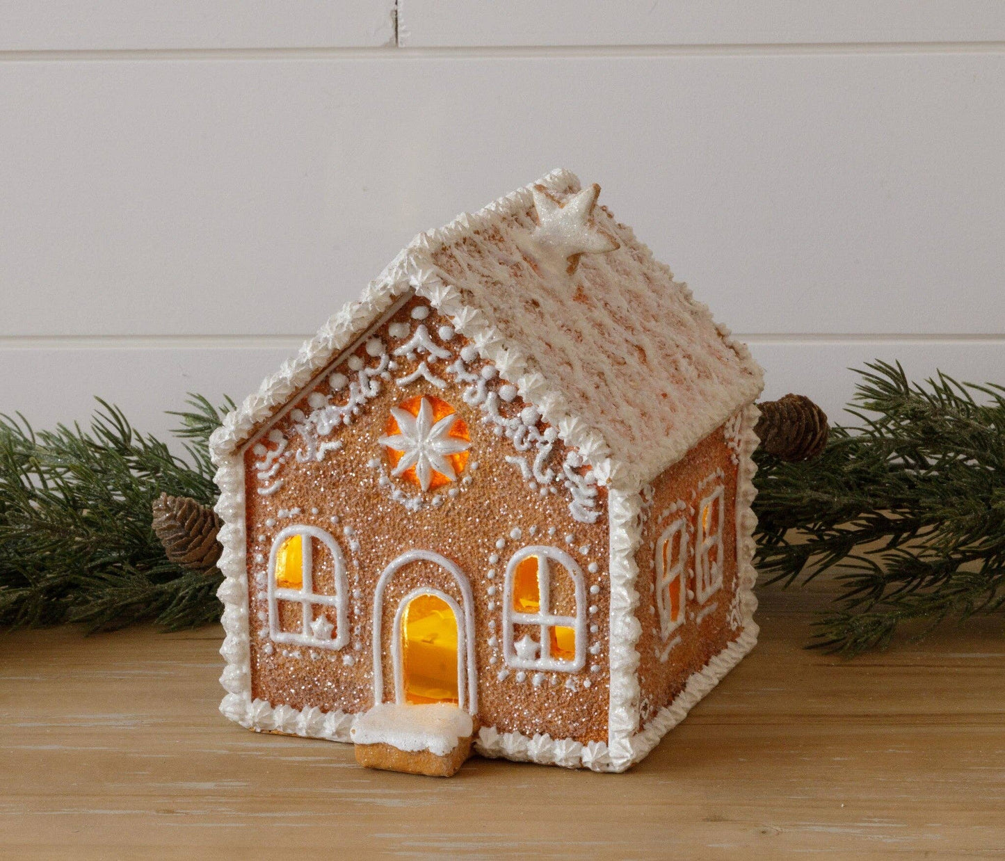 Lighted Gingerbread House With Snowy Roof (PC)